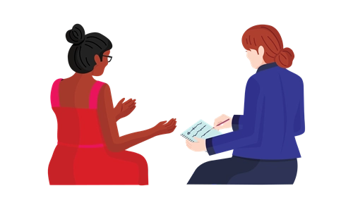 Illustration of two women talking